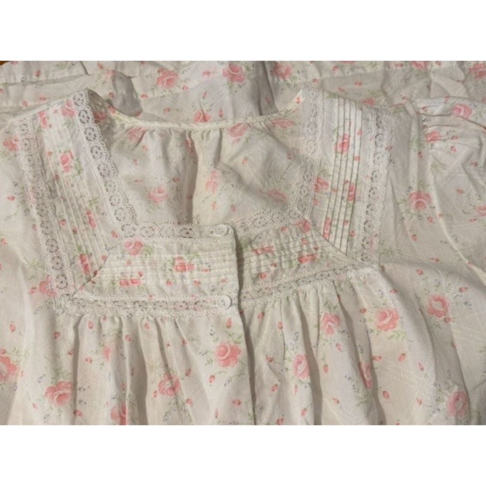 Vintage Nightgown pink rose floral‎ shabby chic size M Pinehurst Lingerie